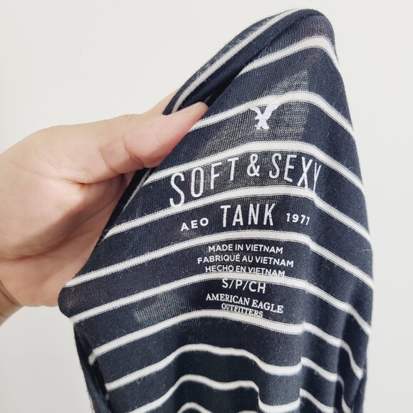 American Eagle Outfitters Cup Out Black & White Striped Tank Top Size Small - Picture 5 of 9